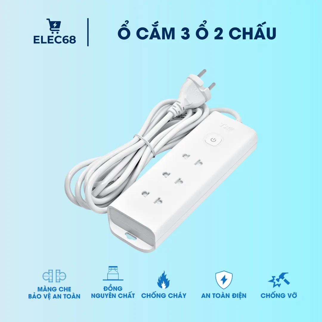 ổ cắm 3 ổ 2 chấu