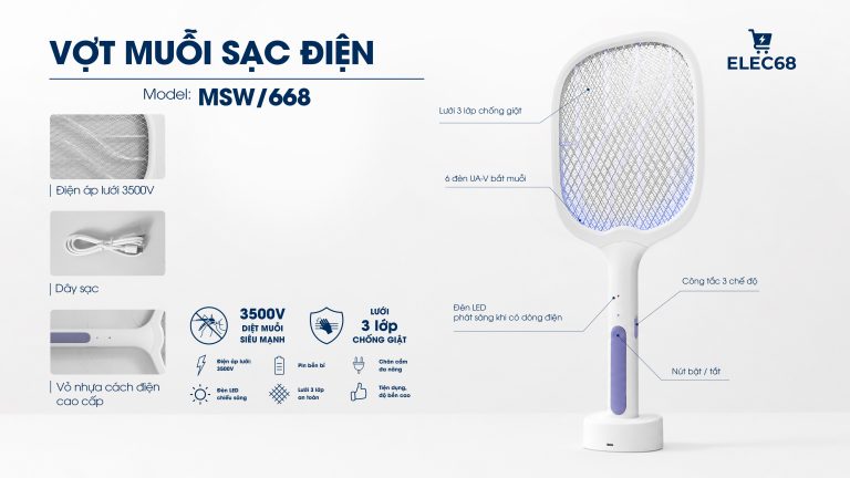 Vợt muỗi sạc điện msw/668